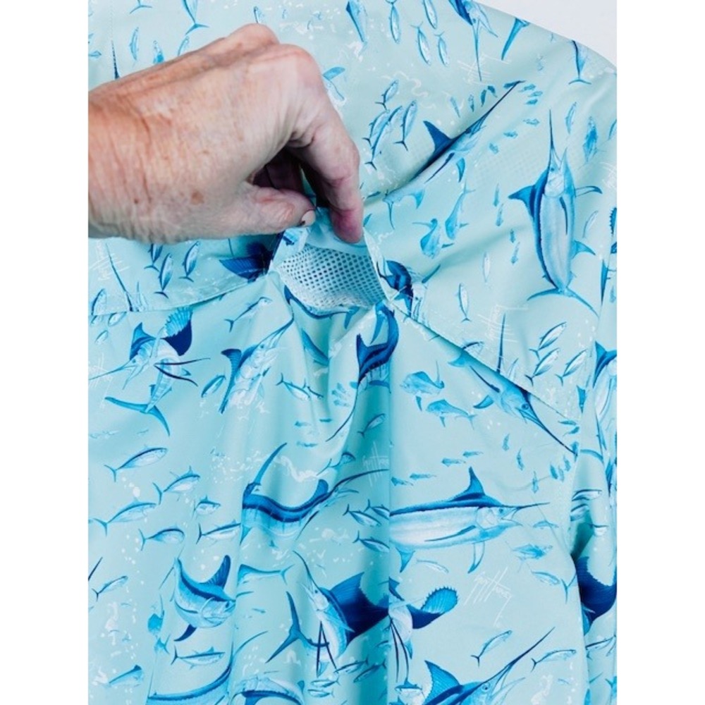 Guy Harvey Mens Blue Marlin Fish Print Fishing Shirt GHV56052 Aqua L - Picture 5 of 6